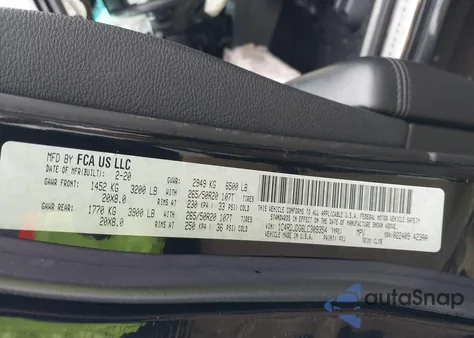 2020 Dodge Durango Gt Plus Awd z USA, uszkodzony, nr VIN 1C4RDJDG6LC309354